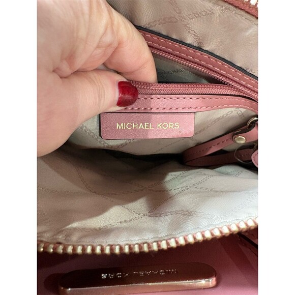 Michael Kors Mercer Large Satchel Tote Womens Pink Gold Hardware Zip Top - Picture 8 of 8